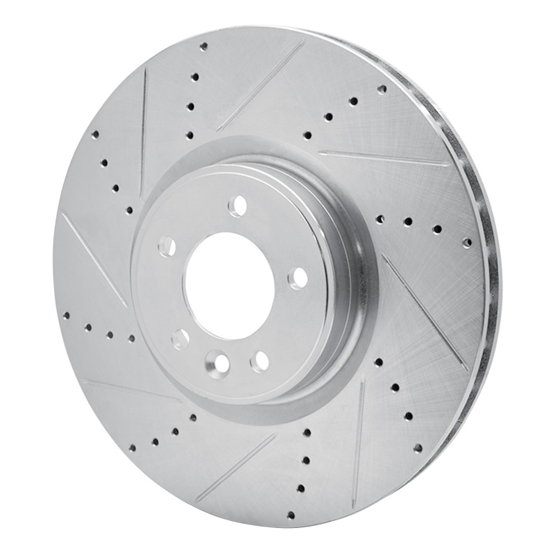 Land Rover Range Rover Brake Rotor (1) - Front Left - R1 Concepts - Drilled & Slotted - Silver - `10-`17